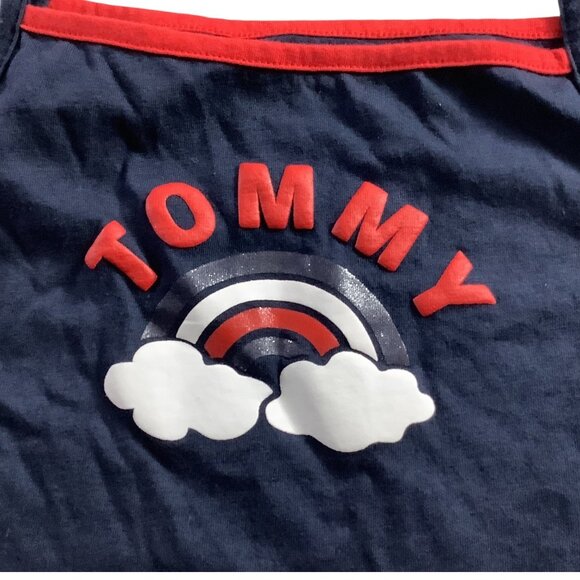 Tommy Hilfiger Girls Navy Tank Top With Ruffled Hem Size 8-10 Rainbow Print - Picture 9 of 11